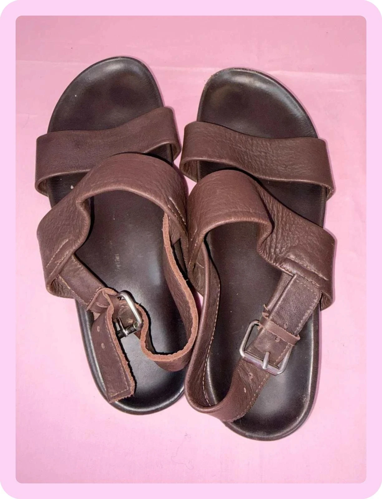 sandálias masculinas em couro marrom made in italy tamanho 42,5 – photo 3